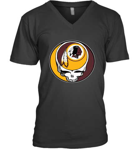 Washington Redskins Grateful Dead Steal Your Face NFL Football Mens V-Neck T-Shirt Mens V-Neck T-Shirt / Black / S Mens V-Neck T-Shirt - VeigarTee