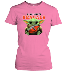 Baby Yoda Loves The Cincinnati Bengals Star Wars Baby Yoda Hugs Bengals NFL Womens T-Shirt Womens T-Shirt - VeigarTee