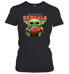 Baby Yoda Loves The Cincinnati Bengals Star Wars Baby Yoda Hugs Bengals NFL Womens T-Shirt Womens T-Shirt - VeigarTee