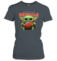 Baby Yoda Loves The Cincinnati Bengals Star Wars Baby Yoda Hugs Bengals NFL Womens T-Shirt Womens T-Shirt - VeigarTee