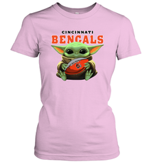 Baby Yoda Loves The Cincinnati Bengals Star Wars Baby Yoda Hugs Bengals NFL Womens T-Shirt Womens T-Shirt - VeigarTee