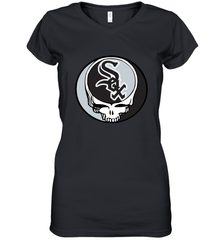 Chicago White Sox Grateful Dead Steal Your Face Baseball Womens V-Neck T-Shirt Womens V-Neck T-Shirt - VeigarTee
