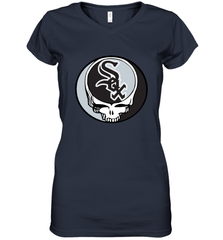 Chicago White Sox Grateful Dead Steal Your Face Baseball Womens V-Neck T-Shirt Womens V-Neck T-Shirt - VeigarTee