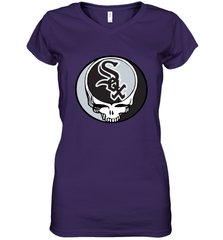 Chicago White Sox Grateful Dead Steal Your Face Baseball Womens V-Neck T-Shirt Womens V-Neck T-Shirt - VeigarTee