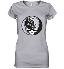 Chicago White Sox Grateful Dead Steal Your Face Baseball Womens V-Neck T-Shirt Womens V-Neck T-Shirt - VeigarTee