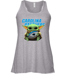 Baby Yoda Loves The Carolina Panthers Star Wars Baby Yoda Hugs Panthers NFL Womens Racerback Tank Top Womens Racerback Tank Top - VeigarTee