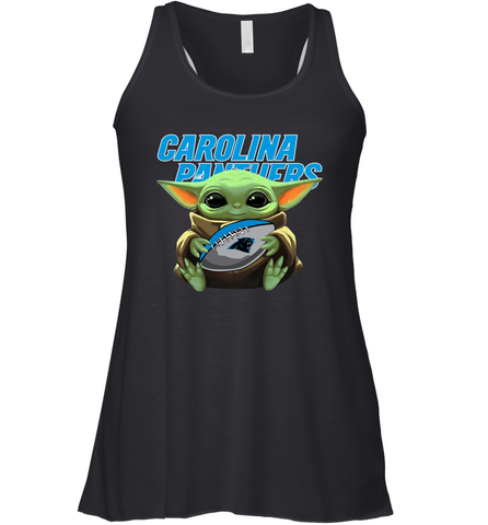 Baby Yoda Loves The Carolina Panthers Star Wars Baby Yoda Hugs Panthers NFL Womens Racerback Tank Top Womens Racerback Tank Top / Black / XS Womens Racerback Tank Top - VeigarTee
