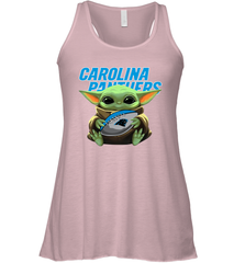 Baby Yoda Loves The Carolina Panthers Star Wars Baby Yoda Hugs Panthers NFL Womens Racerback Tank Top Womens Racerback Tank Top - VeigarTee