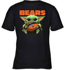 Baby Yoda Loves The Chicago Bears Star Wars Baby Yoda Hugs Bears NFL Youth T-Shirt Youth T-Shirt - VeigarTee