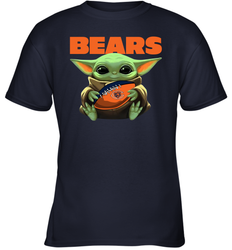Baby Yoda Loves The Chicago Bears Star Wars Baby Yoda Hugs Bears NFL Youth T-Shirt