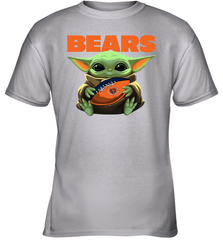 Baby Yoda Loves The Chicago Bears Star Wars Baby Yoda Hugs Bears NFL Youth T-Shirt Youth T-Shirt - VeigarTee