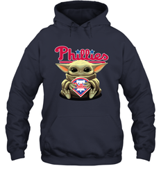 Baby Yoda Hugs Loves The Philadelphia Phillies Baseball Adult Hoodie Sweatshirt