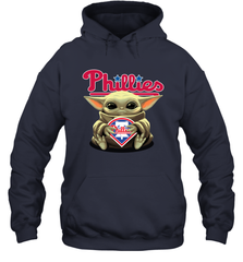 Baby Yoda Hugs Loves The Philadelphia Phillies Baseball Adult Hoodie Sweatshirt Adult Hoodie Sweatshirt - VeigarTee