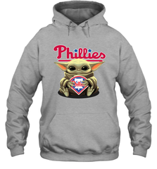 Baby Yoda Hugs Loves The Philadelphia Phillies Baseball Adult Hoodie Sweatshirt Adult Hoodie Sweatshirt - VeigarTee