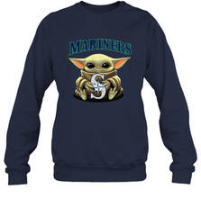 Baby Yoda Hugs Loves The Seattle Mariners Baseball Adult Sweatshirt Adult Sweatshirt - VeigarTee