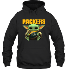 Baby Yoda Loves The Green Bay Packers Star Wars Baby Yoda Hugs Packers NFL Adult Hoodie Sweatshirt Adult Hoodie Sweatshirt - VeigarTee