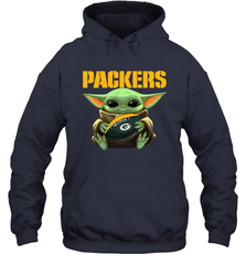 Baby Yoda Loves The Green Bay Packers Star Wars Baby Yoda Hugs Packers NFL Adult Hoodie Sweatshirt Adult Hoodie Sweatshirt - VeigarTee