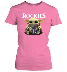 Baby Yoda Hugs Loves The Colorado Rockies Baseball Womens T-Shirt Womens T-Shirt - VeigarTee