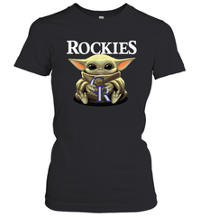 Baby Yoda Hugs Loves The Colorado Rockies Baseball Womens T-Shirt Womens T-Shirt - VeigarTee