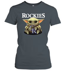 Baby Yoda Hugs Loves The Colorado Rockies Baseball Womens T-Shirt Womens T-Shirt - VeigarTee