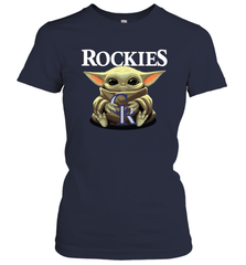 Baby Yoda Hugs Loves The Colorado Rockies Baseball Womens T-Shirt Womens T-Shirt - VeigarTee