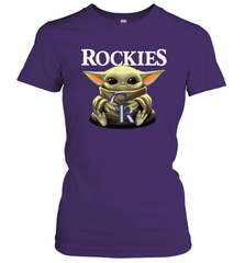 Baby Yoda Hugs Loves The Colorado Rockies Baseball Womens T-Shirt Womens T-Shirt - VeigarTee
