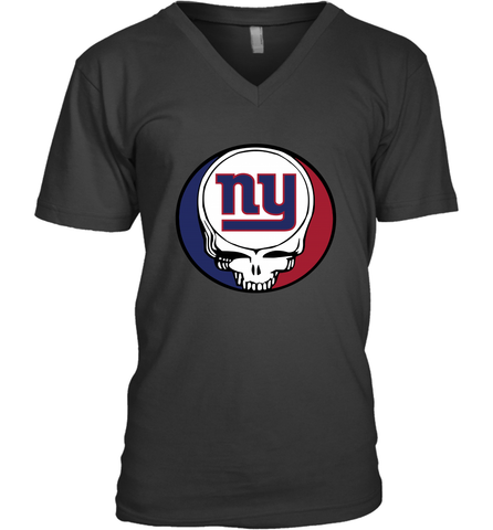 New York Giants Grateful Dead Steal Your Face NFL Football Mens V-Neck T-Shirt Mens V-Neck T-Shirt / Black / S Mens V-Neck T-Shirt - VeigarTee