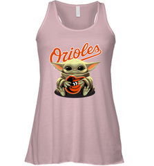 Baby Yoda Hugs Loves The Baltimore Orioles Baseball Womens Racerback Tank Top Womens Racerback Tank Top - VeigarTee