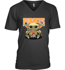 Baby Yoda Hugs Loves The Pittsburgh Pirates Baseball Mens V-Neck T-Shirt Mens V-Neck T-Shirt - VeigarTee