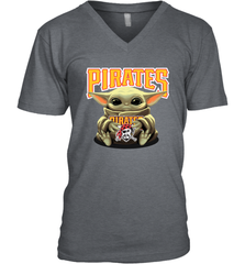 Baby Yoda Hugs Loves The Pittsburgh Pirates Baseball Mens V-Neck T-Shirt Mens V-Neck T-Shirt - VeigarTee