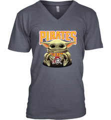 Baby Yoda Hugs Loves The Pittsburgh Pirates Baseball Mens V-Neck T-Shirt Mens V-Neck T-Shirt - VeigarTee