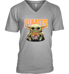 Baby Yoda Hugs Loves The Pittsburgh Pirates Baseball Mens V-Neck T-Shirt Mens V-Neck T-Shirt - VeigarTee