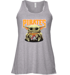 Baby Yoda Hugs Loves The Pittsburgh Pirates Baseball Womens Racerback Tank Top