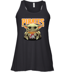 Baby Yoda Hugs Loves The Pittsburgh Pirates Baseball Womens Racerback Tank Top