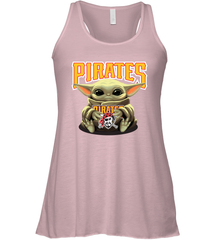Baby Yoda Hugs Loves The Pittsburgh Pirates Baseball Womens Racerback Tank Top Womens Racerback Tank Top - VeigarTee