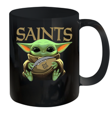 Baby Yoda Loves The New Orleans Saints Star Wars Baby Yoda Hugs Saints NFL Ceramic Mug 11oz Ceramic Mug 11oz - VeigarTee
