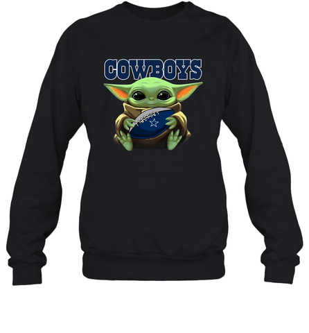 Baby Yoda Loves The Dallas Cowboys Star Wars Baby Yoda Hugs Cowboys NFL Adult Sweatshirt Adult Sweatshirt / Black / S Adult Sweatshirt - VeigarTee