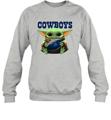 Baby Yoda Loves The Dallas Cowboys Star Wars Baby Yoda Hugs Cowboys NFL Adult Sweatshirt Adult Sweatshirt - VeigarTee