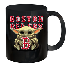 Baby Yoda Hugs Loves The Boston Red Sox Baseball Ceramic Mug 11oz Ceramic Mug 11oz - VeigarTee