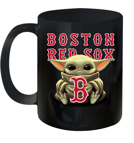 Baby Yoda Hugs Loves The Boston Red Sox Baseball Ceramic Mug 11oz Ceramic Mug 11oz / Black / 11oz Ceramic Mug 11oz - VeigarTee