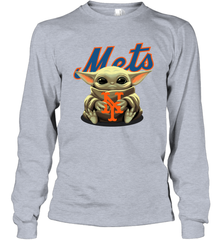 Baby Yoda Hugs Loves The New York Mets Baseball Adult Long Sleeve T-Shirt Adult Long Sleeve T-Shirt - VeigarTee