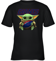 Baby Yoda Loves The New York Giants Star Wars Baby Yoda Hugs Giants NFL Youth T-Shirt