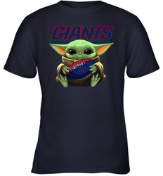 Baby Yoda Loves The New York Giants Star Wars Baby Yoda Hugs Giants NFL Youth T-Shirt