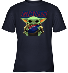 Baby Yoda Loves The New York Giants Star Wars Baby Yoda Hugs Giants NFL Youth T-Shirt Youth T-Shirt - VeigarTee