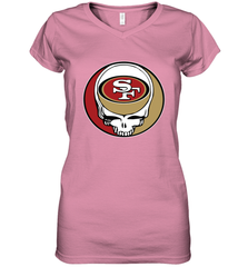 San Francisco 49ers Grateful Dead Steal Your Face NFL Football Womens V-Neck T-Shirt Womens V-Neck T-Shirt - VeigarTee