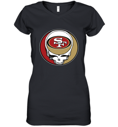 San Francisco 49ers Grateful Dead Steal Your Face NFL Football Womens V-Neck T-Shirt