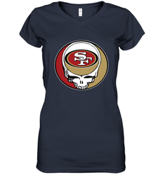 San Francisco 49ers Grateful Dead Steal Your Face NFL Football Womens V-Neck T-Shirt