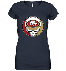 San Francisco 49ers Grateful Dead Steal Your Face NFL Football Womens V-Neck T-Shirt Womens V-Neck T-Shirt - VeigarTee