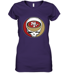San Francisco 49ers Grateful Dead Steal Your Face NFL Football Womens V-Neck T-Shirt Womens V-Neck T-Shirt - VeigarTee