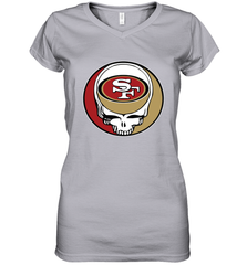 San Francisco 49ers Grateful Dead Steal Your Face NFL Football Womens V-Neck T-Shirt Womens V-Neck T-Shirt - VeigarTee